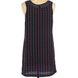 EUC Cooperative Women Navy Dress Small Sheer Collar Accent Button Detail